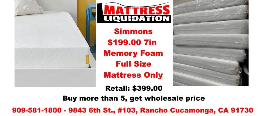 Mattress Liquidation daily deal Simmons memory foam full mattress